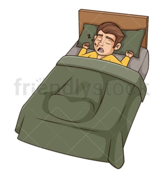 Young guy sleeping in bed. PNG - JPG and vector EPS (infinitely scalable).
