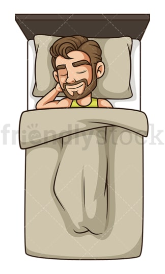Man sleeps in bed top view. PNG - JPG and vector EPS (infinitely scalable).