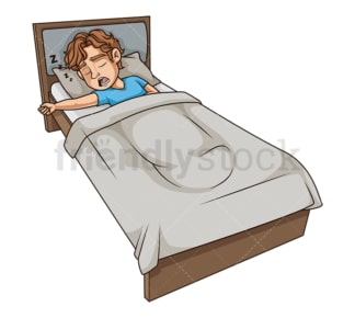 Young man sleeping in bed. PNG - JPG and vector EPS (infinitely scalable).