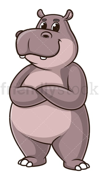 Hippo arms crossed. PNG - JPG and vector EPS (infinitely scalable).