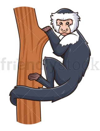 Capuchin monkey climbing tree. PNG - JPG and vector EPS (infinitely scalable).