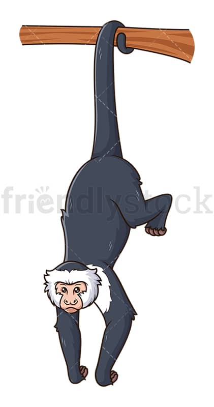 cartoon monkey hanging by tail
