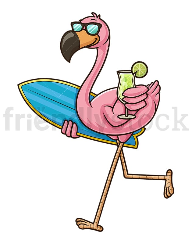 Summer Flamingo Cartoon Clipart Vector - FriendlyStock