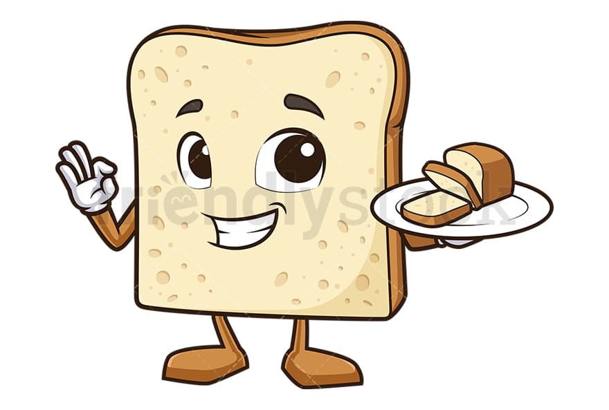 Toast Bread Holding Platter Cartoon Clipart Vector - FriendlyStock