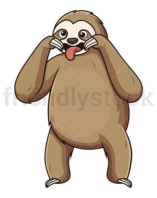 Funny Sloth Cartoon Clipart Vector - FriendlyStock