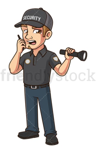 Security guard with flashlight. PNG - JPG and vector EPS (infinitely scalable).