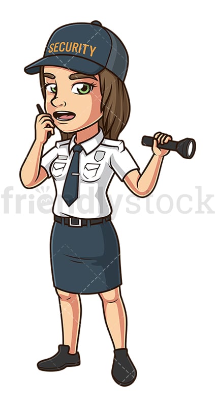 Vector de imágenes prediseñadas de dibujos animados de guardia de seguridad  femenina - FriendlyStock