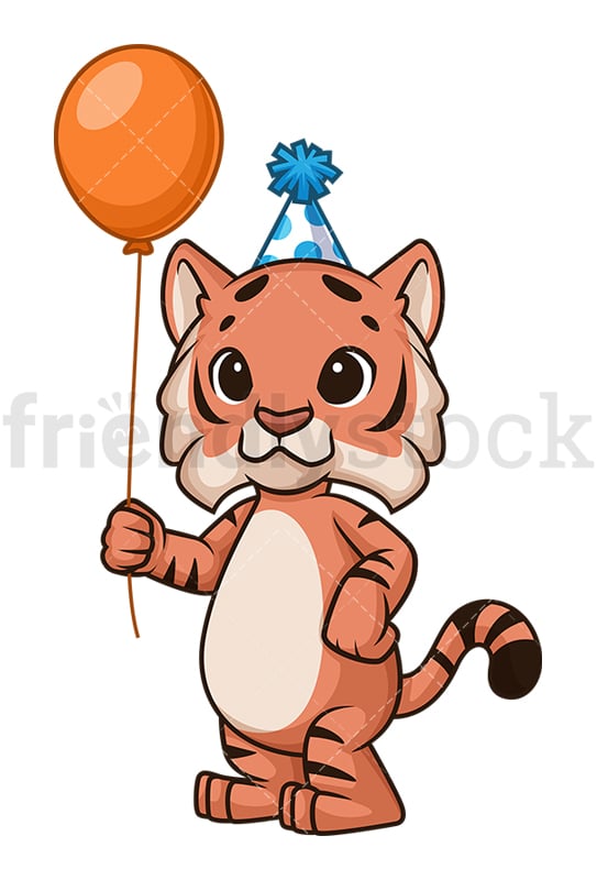 Birthday tiger. PNG - JPG and vector EPS (infinitely scalable).