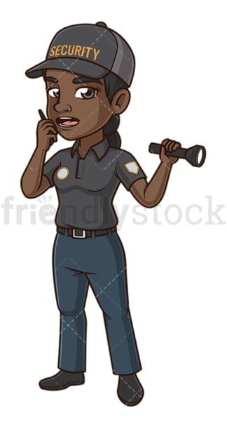 Black woman security guard. PNG - JPG and vector EPS (infinitely scalable).