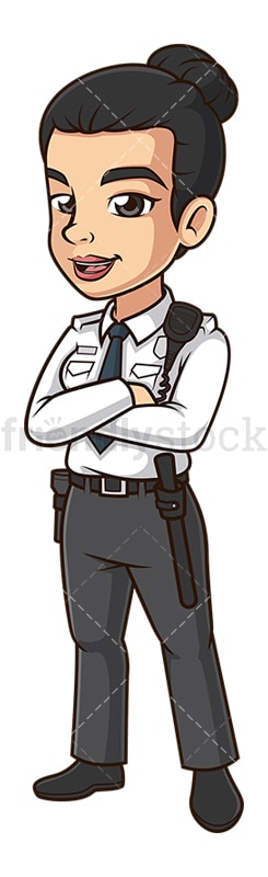 Asian female security guard. PNG - JPG and vector EPS (infinitely scalable).