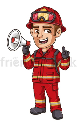 Firefighter with megaphone. PNG - JPG and vector EPS (infinitely scalable).