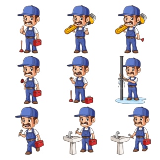 Male plumber. PNG - JPG and infinitely scalable vector EPS - on white or transparent background.