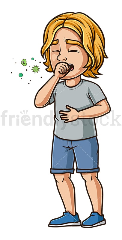 Virus infected man coughing. PNG - JPG and vector EPS (infinitely scalable).