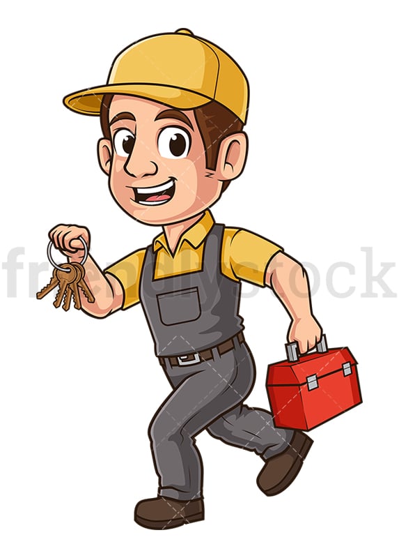 Locksmith Running Cartoon Clipart Vector FriendlyStock