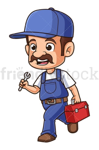 Plumber running. PNG - JPG and vector EPS (infinitely scalable).