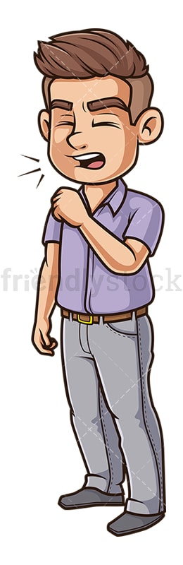 Cheerful guy coughing. PNG - JPG and vector EPS (infinitely scalable).