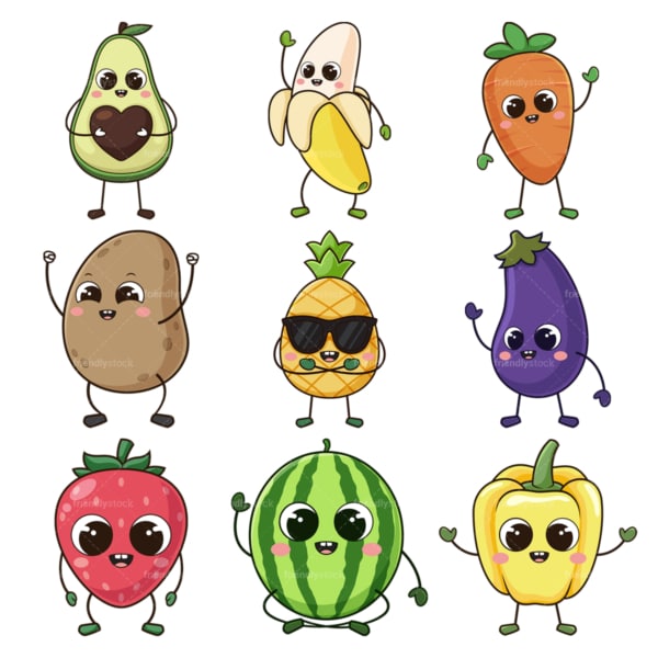 Cute food fruit. PNG - JPG and infinitely scalable vector EPS - on white or transparent background.