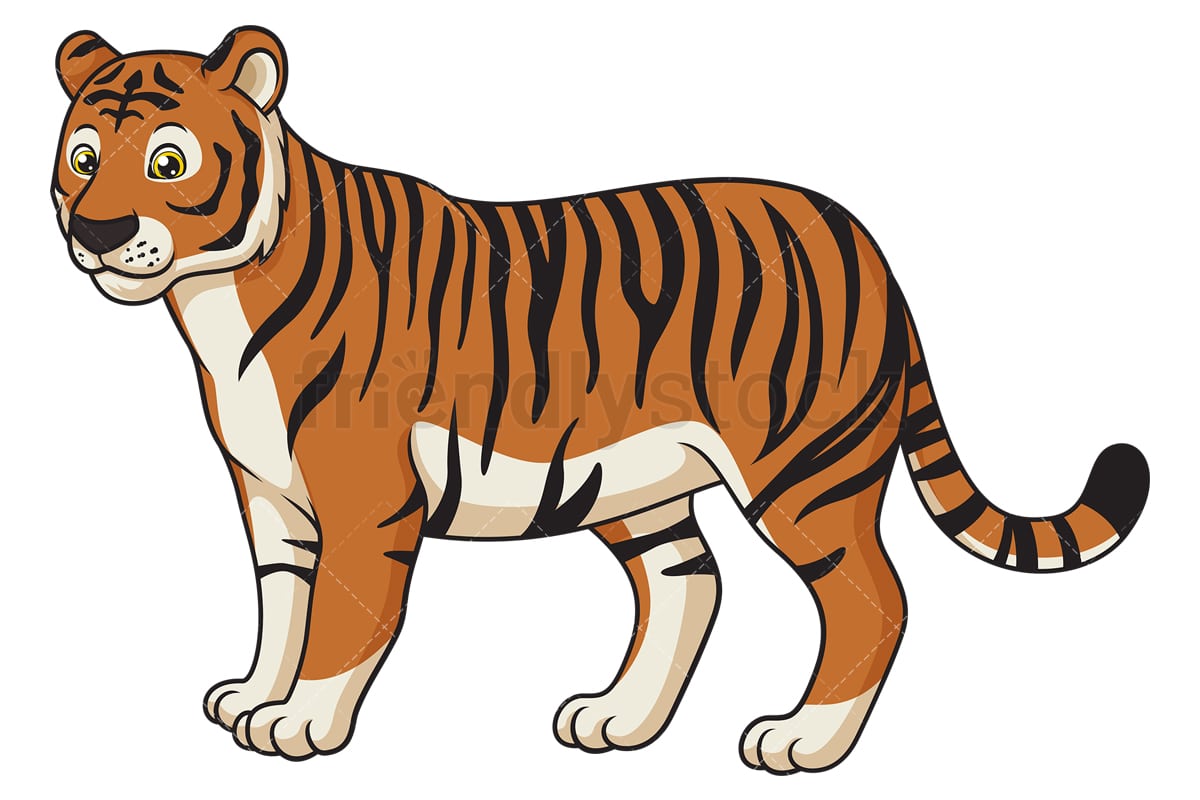 Bengal Tiger Cartoon Clipart Vector - FriendlyStock