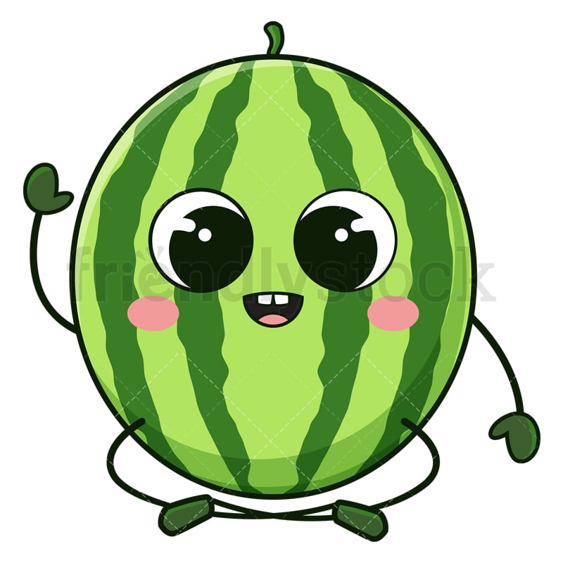 Cute Waving Watermelon Cartoon Clipart Vector - FriendlyStock