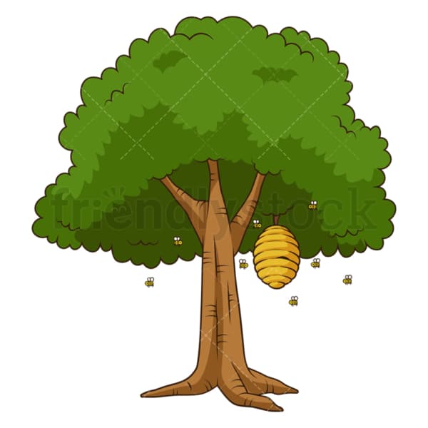 Beehive on tree. PNG - JPG and vector EPS file formats (infinitely scalable). Image isolated on transparent background.