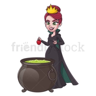 Evil queen creating potion. PNG - JPG and vector EPS (infinitely scalable).
