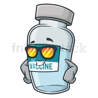 Vaccine vial with sunglasses. PNG - JPG and vector EPS (infinitely scalable).