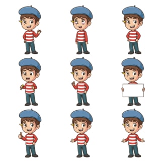 Cartoon male artist character. PNG - JPG and infinitely scalable vector EPS - on white or transparent background.