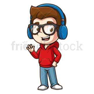 Nerdy man with headphones. PNG - JPG and vector EPS (infinitely scalable).