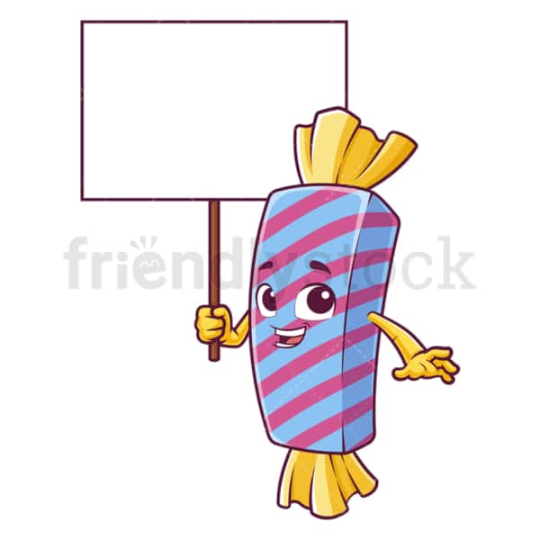 Candy holding blank sign. PNG - JPG and vector EPS (infinitely scalable).