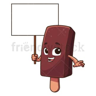 Ice pop holding blank sign. PNG - JPG and vector EPS (infinitely scalable).