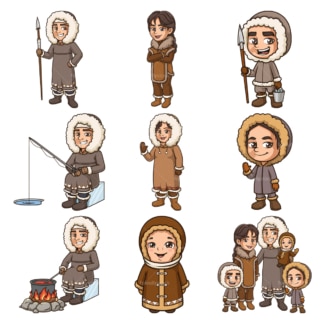 Inuit eskimos. PNG - JPG and infinitely scalable vector EPS - on white or transparent background.