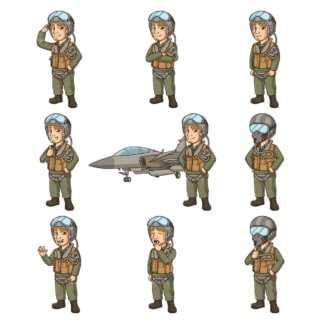 Jet fighter pilot. PNG - JPG and infinitely scalable vector EPS - on white or transparent background.