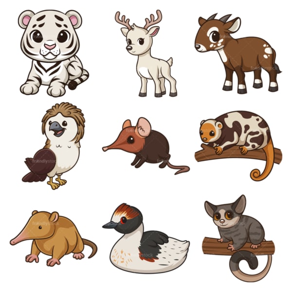Kawaii animals clipart bundle 10. PNG - JPG and infinitely scalable vector EPS - on white or transparent background.