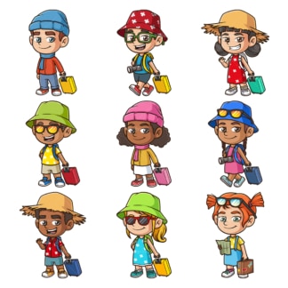 Kids traveling. PNG - JPG and infinitely scalable vector EPS - on white or transparent background.