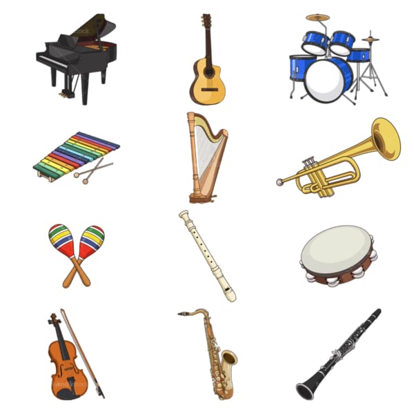 Musical instruments. PNG - JPG and vector EPS file formats (infinitely scalable). Images isolated on transparent background.