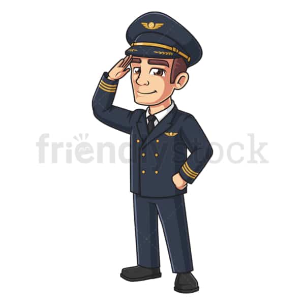 Airline pilot saluting. PNG - JPG and vector EPS (infinitely scalable).