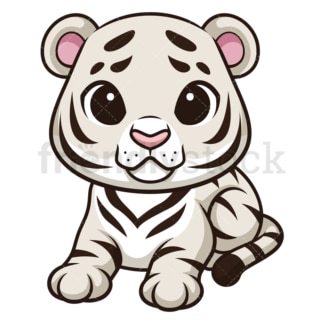 Chibi kawaii white tiger. PNG - JPG and vector EPS (infinitely scalable).