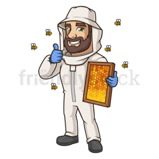Male beekeeper thumbs up. PNG - JPG and vector EPS (infinitely scalable).