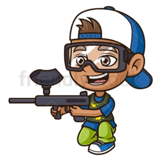 Hispanic boy playing paintball. PNG - JPG and vector EPS (infinitely scalable).