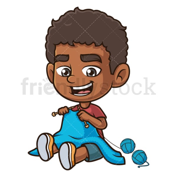 Black boy knitting. PNG - JPG and vector EPS (infinitely scalable).