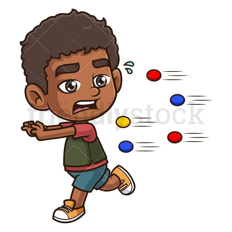 Boy Running Away From Paintball Ammo Cartoon Clipart Vector - FriendlyStock