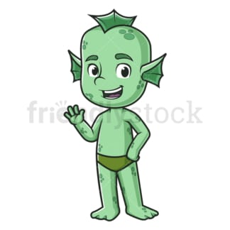 Cartoon merman waving. PNG - JPG and vector EPS (infinitely scalable).