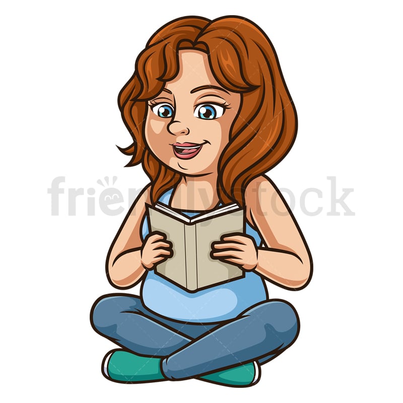 Chubby woman reads book. PNG - JPG and vector EPS (infinitely scalable).