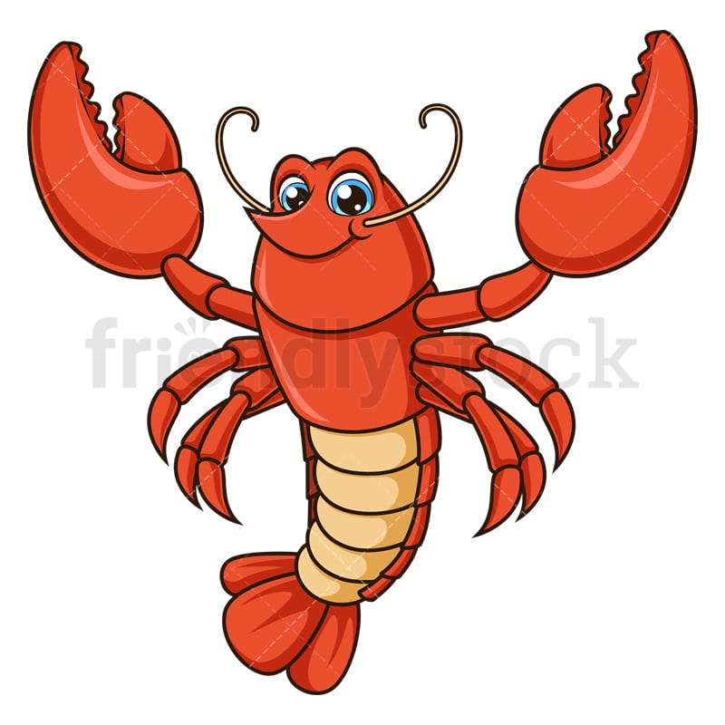 Cute Red Lobster Cartoon Clipart Vector - FriendlyStock