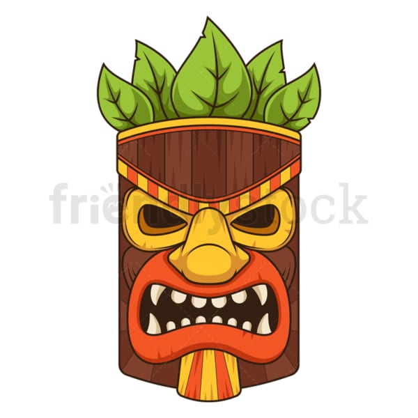 Sharp Teeth Tiki Mask Cartoon Clipart Vector - FriendlyStock
