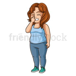 Woman closing his nose. PNG - JPG and vector EPS (infinitely scalable).