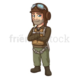Confident ww2 pilot. PNG - JPG and vector EPS (infinitely scalable).