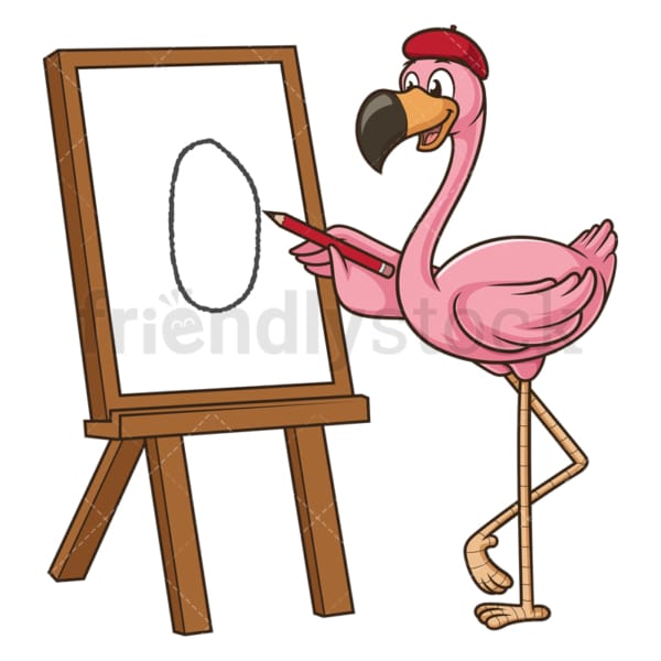 Flamingo drawing a picture. PNG - JPG and vector EPS (infinitely scalable).