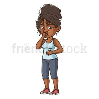 Nauseous black woman. PNG - JPG and vector EPS (infinitely scalable).