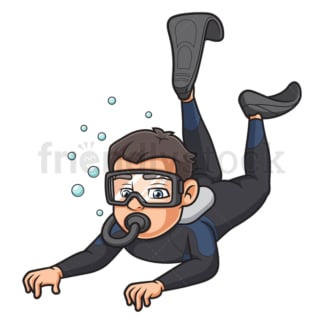 Scuba diver diving deep. PNG - JPG and vector EPS (infinitely scalable).